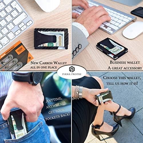 PIRNA Minimalist Carbon Fiber Wallet for Men, Front Credit Card Holder UK — view 5