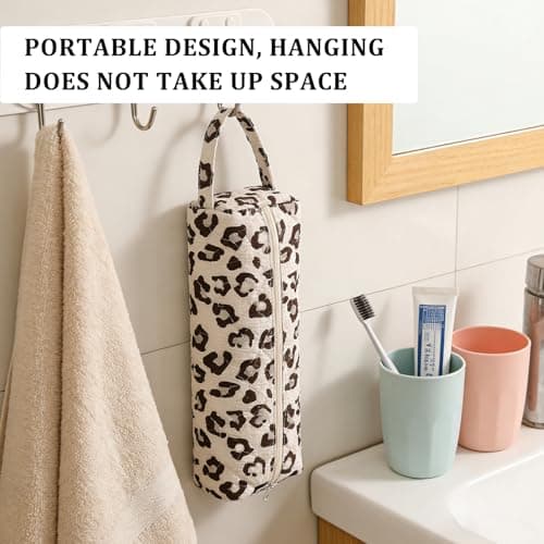 KASESSS Cream Leopard Print Portable Hair Dryer Bag Travel Storage Bags Fits for Most Hairdryers Curling Irons, Straightener, Lightweight Hair Tools Travel Bag, Hairdryer Case Protection Organizer — view 6