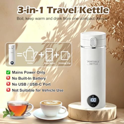 Portable Electric Travel Kettle 500ml, Smart Mini Kettle for Camping Office — view 2