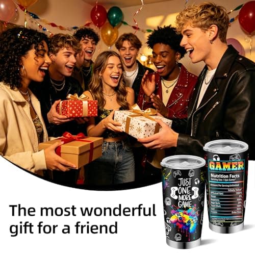 Gamer Gifts for Men & Boys - Gaming Cup for Teenage Boy, Teen Video Game Accessories, 20oz Insulated Stainless Steel Tumbler Coffee Mug for Dad Husband Boyfriend - Birthday Valentines Easter Christmas — view 6