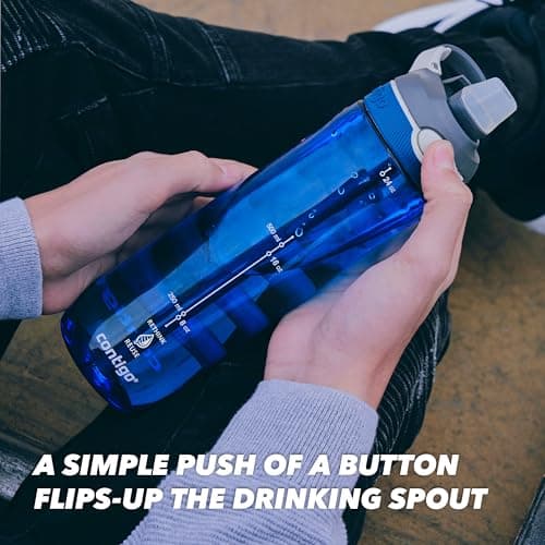 Contigo Ashland Autoseal Water Bottle with Flip-Straw | Large 720ml BPA Free Drinking Bottle | Sports Flask | Leakproof Drink Bottle | Ideal for School, Gym, Bike, Running, Hiking — view 5