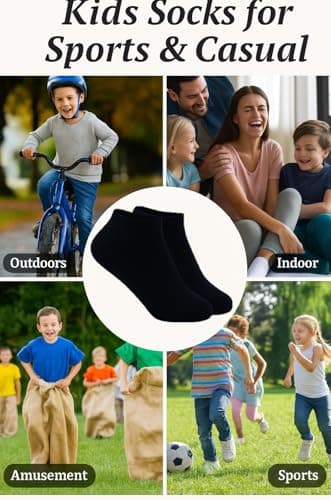 A2Z 4 Kids 6 Pack Girls Boys Plain Trainer - Socks AZ750 Black 6 Pack 2-3 — view 3