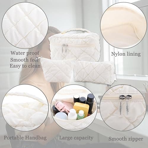 LSHYSMA 3Pcs Makeup Bag for Women,L/M/S Fluffy Cosmetic Bags Set — view 2