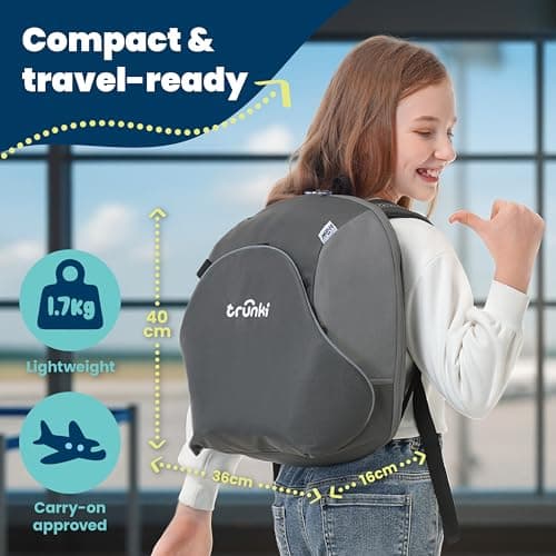 Trunki BoostApak Car Booster Seat - R129 Certified High Back Booster Seat for Children 126–150cm, Folding, Portable Travel Backpack - Graphite Grey — view 2
