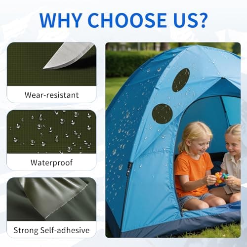 Skystuff Self-Adhesive Nylon Patches for Clothing & Tent Repair Kit – 48PCS Waterproof Ripstop Fabric Repair Tape for Down Jacket, Puffer Coat, Sleeping Bag, Backpack, Outdoor Gear Fix, Army Green — view 3