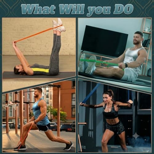 RecPhysical Resistance Bands Set for Men & Women - 4 Levels Exercise Band with Grip Pads and Door Anchor, Pull Up Bands for Strength Training, Stretching, Powerlifting, Home Workouts(5-90LBS) — view 6