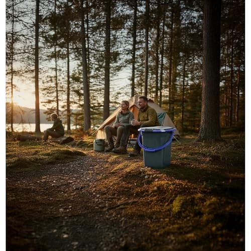 Green Blue GB320 Portable Toilet 19L Mobile Bucket Travel Lightweight Toilet For Hiking Campfire Grill Fishing Festivals Use (Black/Navy Blue) — view 4