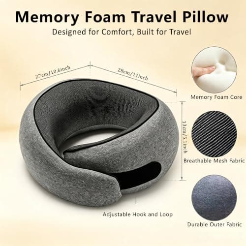 ANBOWEI Memory Foam Travel Pillow, U Shaped Airplane Neck Pillow for Adult — view 4