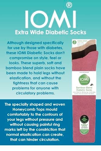 IOMI Knee High Diabetic 3 Pack Bamboo Non Elastic Socks for Swollen Feet | Long Extra Wide Non-Binding Soft Top Socks (4-8, Black) — view 6