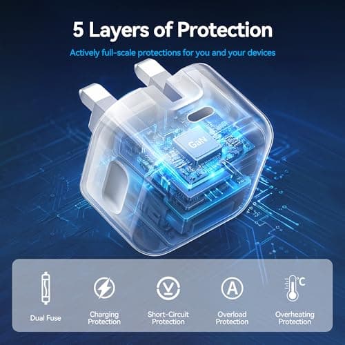 Type C Charger Fast Charging, [MFi Certified] 25W Foldable Travel Charger with UK Plug for Samsung/Phone/iPad and AirPods, Gift for Friends & Family (1Pack-without cable) — view 4