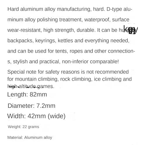 Locking CarHigh Quality Side Flat 8cm With Lock D-Type Mountain Buckle Outdoor Camping Tent Quick Hanging Nut Ring Color Hanging Aviation Aluminum Alloy Lock Buckle Safety — view 2