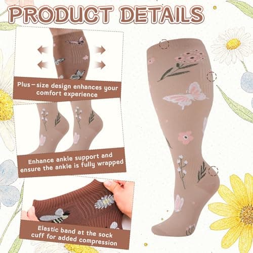 Zuimei 4 Pair 15-20 mmHg Plus Size Compression Socks for Women Men — view 3