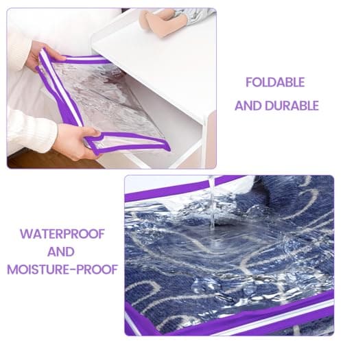 ZMShenMa 6 Pcs (16 * 12 * 4 inches) Zippered Plastic Storage Bags, Wardrobe Linen Sweater And Other Clothing Storage Bags. (Purple) — view 6