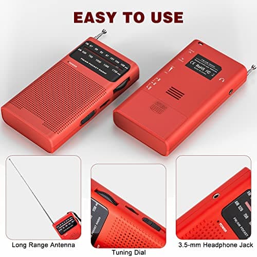 Tendak Small Radio, Portable Radio FM/AM, Pocket Radio Battery Radio with Excellent Receiving and Sound Quality/Headphone Jack, Easy to Use, Transistor Radio Suitable for Travel and Camping — view 5