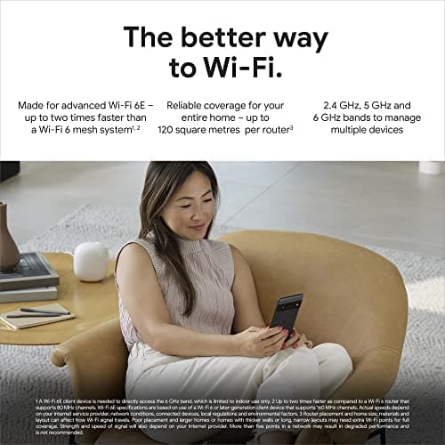 Google Wifi Pro – Wi-Fi 6E Reliable home system with fast speed and whole-home coverage Mesh router snow, 3-Pk — view 3