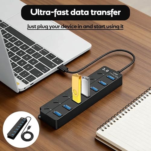 7-Port USB 3.0 Hub, 2m, USB Multiport Adapter Splitter — view 6