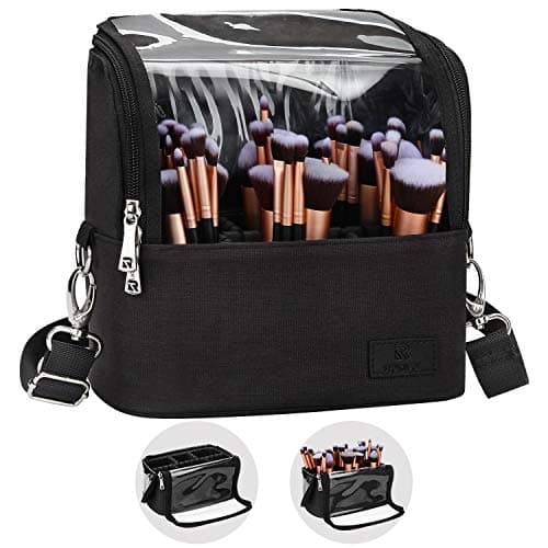 Relavel Professional Cosmetic Case Makeup Brush Organizer with Belt Strap Holder Multi Functional Cosmetic Bag for Travel Home Gift