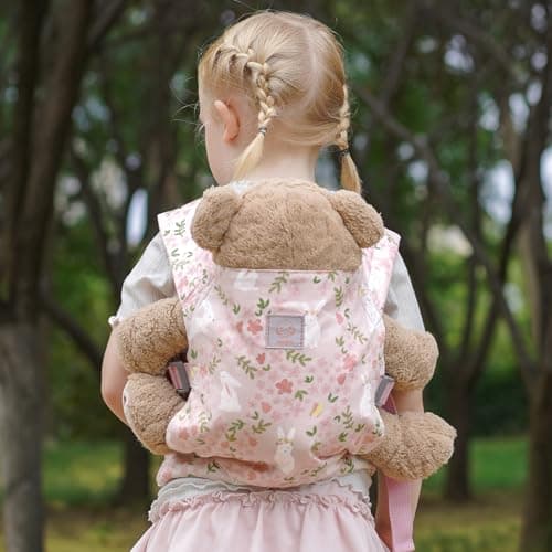 GAGAKU Baby Doll Carrier for Kids, Baby Carrier for Dolls, Reborn Baby Dolls Accessories, Doll Carriers with Adjustable Straps for Little Girls, Pink - Rabbit — view 3