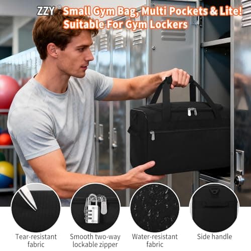 ZZY 20L Small Gym Bag Carry On Holdall, Black — view 2