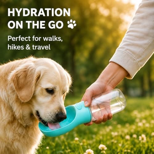 ASAB Dog Water Bottle Walking 550ml Portable Dog Water Bottle Leakproof Puppy Water Dispenser Easy to Operate Pet Water Bowl Pet Drinking Feeder Cat Puppy Perfect for Travel Outdoor Walking Blue — view 2