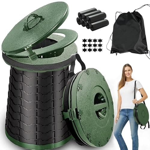 ALEVMOOM XXL Portable Toilet for Camping,880lbs Capacity,19.7" H Adjustable Portable Toilet with 7 Garbage Bags,Porta Potty for Adults,Collapsible Luggable Loo for Camping/Travel/Car/Hiking Green