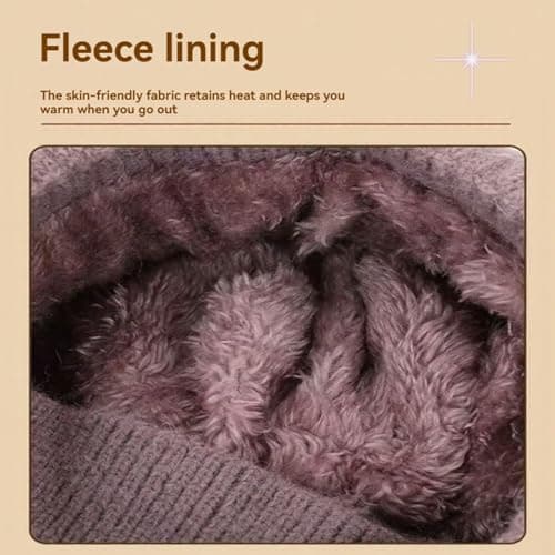 Knitted Balaclava Women Winter Warm Knitted Caps for Women with Neck Warmer Fleece Lined Woolly Pom Pom Beanie Hat Adjustable Windproof Balaclava Hooded Hats for Outdoor Sports Travel Skiing Purple — view 5
