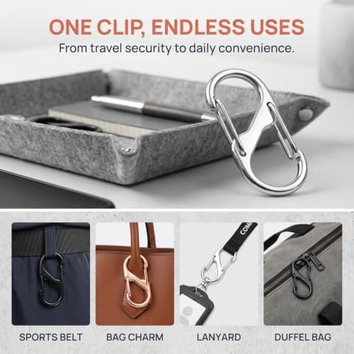 6 Pack Zipper Locks with Carabiner Clip, Anti Theft Zipper Clips — view 3