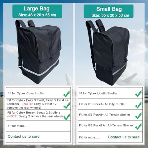 Colu Kid Foldable Stroller Travel Bag Compatible with Cybex Series Strollers (Such As Libelle, Coya,Beezy) - Large & Small Size - Durable Fabric (Small Size (35 * 20 * 50CM)) — view 2