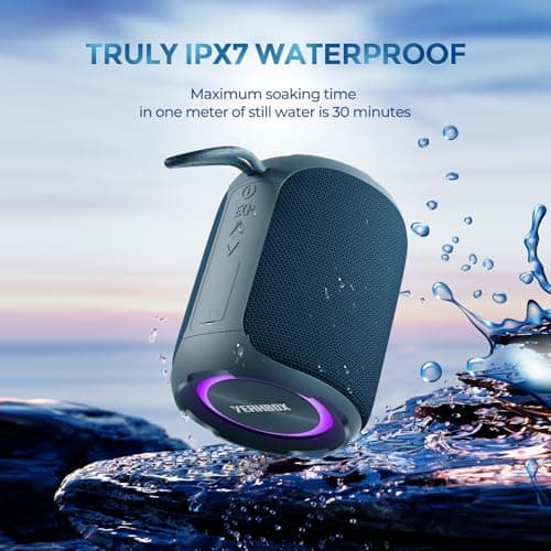 YEAHBOX Portable Bluetooth Speaker with Stereo Wireless IPX7 Waterproof Speaker, TWS Pairs, Bluetooth 5.3 with 4-in 1 BT/Aux/TF-Card/U Disk Input, Wireless Speaker for Outdoor/Home/Party — view 2