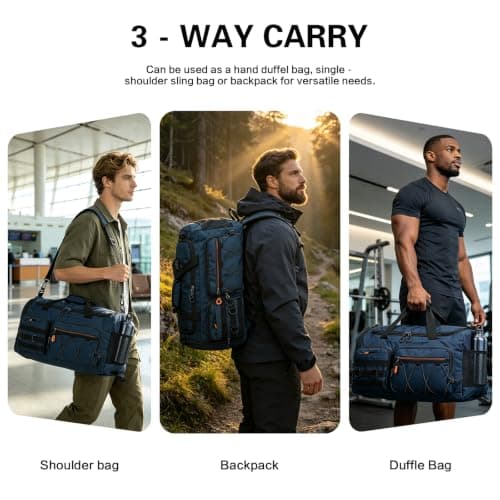 TUGUAN Sports Gym Bag Mens 45L Duffle Bag for Travel Holdall Backpack — view 2