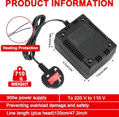 300W Step-Down Power Supply voltage converter 220V/240V to 110V/120V(UK Plug), Smart and Efficient Temperature-Protected Adapter, Suitable for WiFi, POS Machines and Power Bank — view 2
