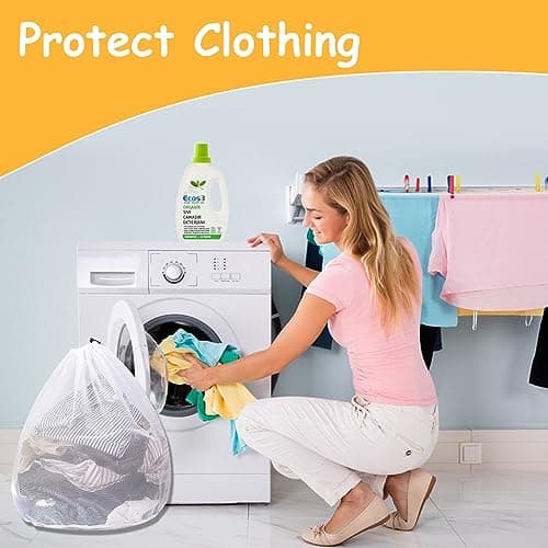 Extra Large White Mesh Laundry Bag 79 x 68 cm with Drawstring — view 5