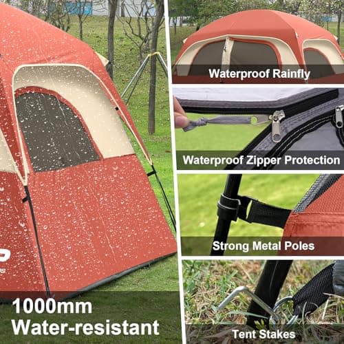 CAMPROS CP 4-6 Person Tent, Waterproof Family Camping Tent with Rain Cover — view 3