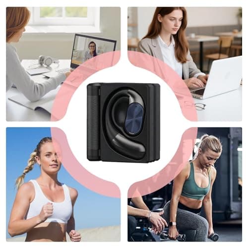 Over Ear Earbuds - Double-Fold Case Headset,Double-Fold Case Noise Cancelling Wireless Phone Earbuds,for Home, Study, Playing Games, Sports, Workout, Gym, Work, Music — view 5