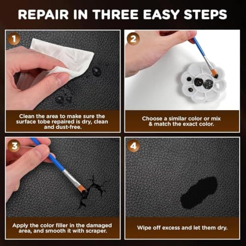 BUDOCI Leather Repair Kit, Black Leather Repair Cream Set for Car Seat, Steering Wheel, Sofa, Jacket, Purse, Belt, Shoes & Faux Leather | Fix Scratches, Cracks, Peeling & Restore Leather — view 2