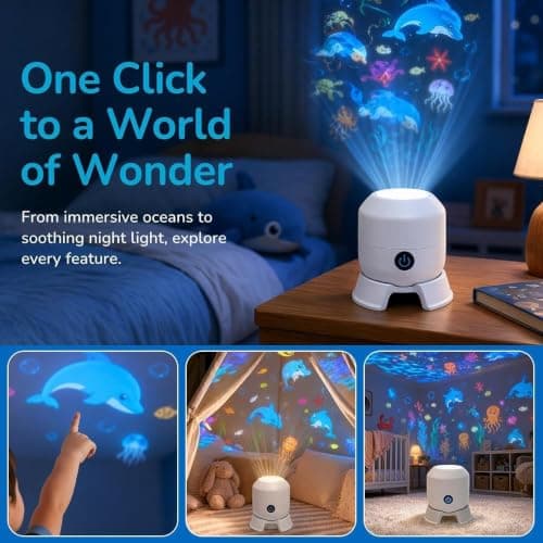 Dynamic Rotating LED Night Light Projector, Kids Ocean Projector Light — view 2