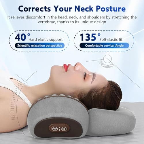 3 in 1 Neck Massager, 2026 New Heated Massage Neck Pillow, Cervical Traction Bed Back Pillow Sleeping, Deep Massage and Relaxation, Ergonomic Design — view 2