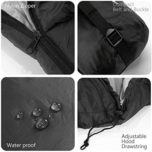 MANTUOLE Heated Sleeping Bag 5 Heating Zones,Operated with Battery Power Bank or Other USB Power Supplies with Type C Output, Portable Compact Bag, Mummy Style-Black.Type-C. — view 4