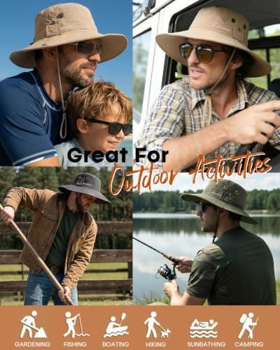FURTALK Sun Hats for Men Fishing Hat UPF Protection Wide Brim Bucket Hat — view 5