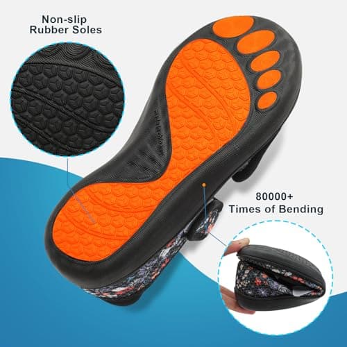 JOINFREE Womens Comfort Mary Jane Walking Shoes Wide Fit Black Flower — view 5