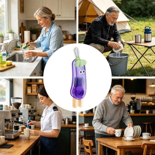 Cup Lid Cleaning Brush 4 In 1 Sports Bottle Crevice Cleaning — view 4