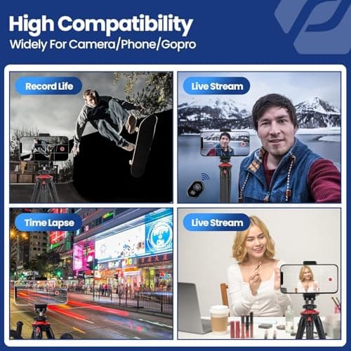 Fotopro Flexible Tripod for iPhone Camera, UFO2 Waterproof Mini Phone Tripod Stand with Remote and Clip, Durable Rubber Legs Travel Vlogging Kit Compatible with iPhone 16 15 14, Samsung, GoPro, Canon — view 3