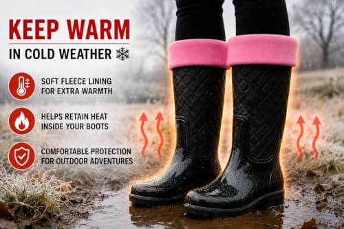 Womens Fleece Welly Socks Thermal Wellington Boot Liners Size 4-7 (Pink) — view 4