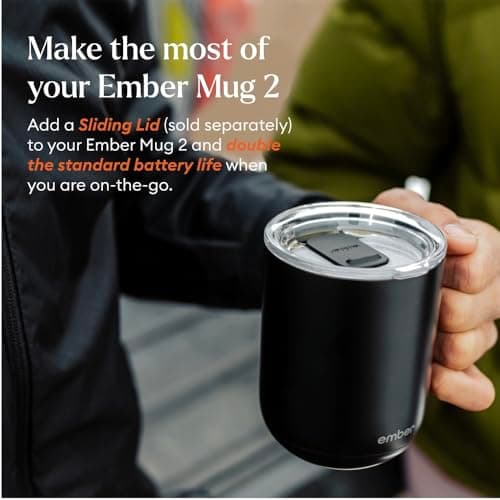 Ember Smart Mug 2 Travel Mug, 1.5 Hour Battery Life, App Controlled Heated Coffee Mug, Improved Design, 10 Ounces, Black — view 4