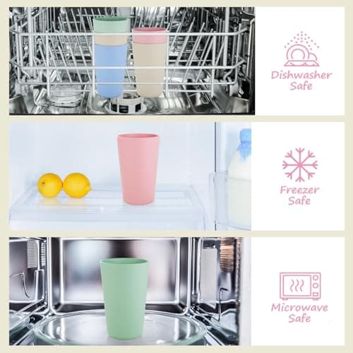 greenandlife 16oz/710ml Reusable Drinking Cups, 8 Pack Plastic Tumblers for Adults, Unbreakable Coffee Mug for Camping, Party, Travel, RV, Dishwasher and Microwave Safe — view 4