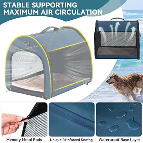 PETSFIT Collapsible Dog Crate, Dog Travel Crate - 26.5 Inch Lightweight, Roomy, Easy to Set Up, Portable Pop Up Dog Carrier with Thick Mat, Sturdy Soft Sided Dog Crate, Navy Blue — view 4