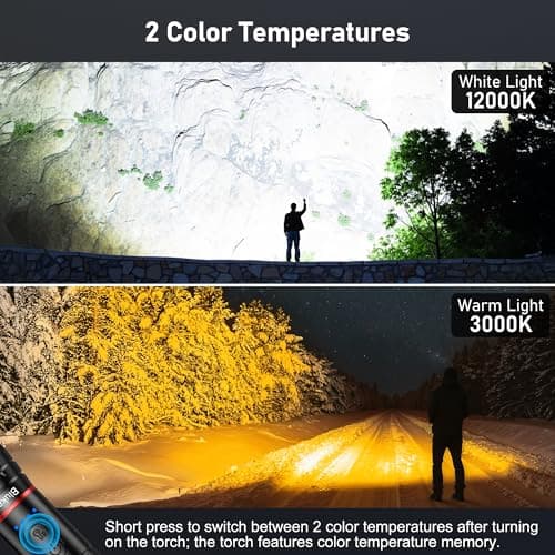 Blukar LED Torch Rechargeable, 2000L Super Bright Flashlight with 2 Colors — view 3