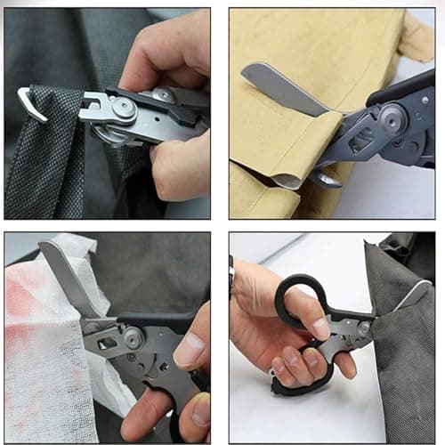 lfdhcn Folding Pliers Scissors,6 in 1 Portable Response Emergency Shears with Non-Slip Handles,Silver Multi-Tool Pliers Shears for Outdoor Survival Home, 3.9 x 8.2 inches — view 5