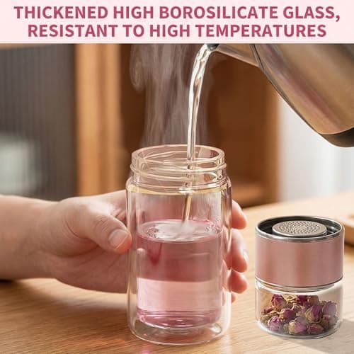 LIRONGTAGE 3-In-1 Smart Tea Infuser Bottle, 350ml Glass Tea Infuser Mug, Portable Double Glass with Integrated Strainer, Flip And Brew Tea, Smart Water Bottle for Loose Leaf Teas And Infused — view 3