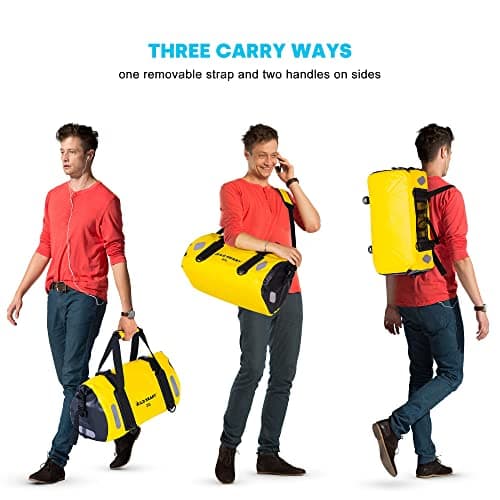 WILD HEART Waterproof Bag Duffel Bag 20L 30L 40L with Welded Seams Shoulder Straps, Mesh Pocket for Kayaking, Camping, Boating,Bycycle,Motorcycle (Yellow, 20L) — view 4